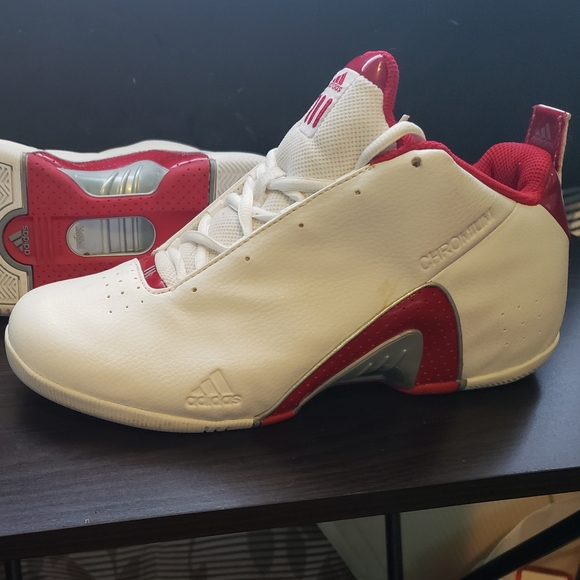 Adidas Chromium II White/Red Basketball Sneakers - Picture 2 of 4